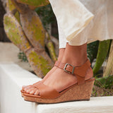Sierra Tan Cork Platform Wedges