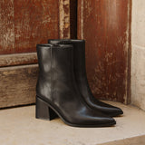 Signal Black Faux Leather Ankle Boots