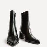 Signal Black Faux Leather Ankle Boots