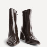 Signal Brown Faux Leather Ankle Boots