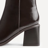 Signal Brown Faux Leather Ankle Boots