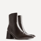 Signal Brown Faux Leather Ankle Boots