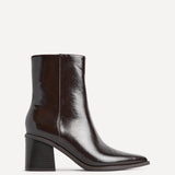 Signal Brown Faux Leather Ankle Boots