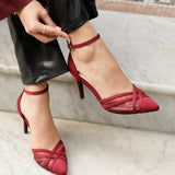Siobhan Burgundy Mesh Court Heels