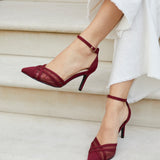 Siobhan Burgundy Mesh Court Heels