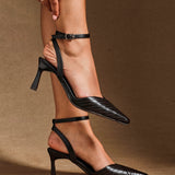 Siren Brown Faux Leather Quilted Court Heels