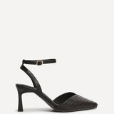 Siren Brown Faux Leather Quilted Court Heels