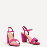 Skyline Pink Faux Suede Heeled Sandals