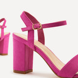 Skyline Pink Faux Suede Heeled Sandals
