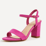 Skyline Pink Faux Suede Heeled Sandals