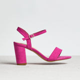 Skyline Pink Faux Suede Heeled Sandals