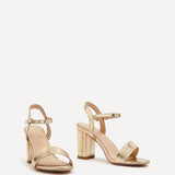 Skyline Gold Faux Leather Heeled Sandals
