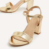 Skyline Gold Faux Leather Heeled Sandals
