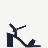 Skyline Navy Faux Suede Heeled Sandals