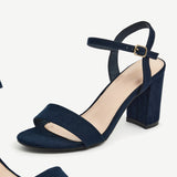 Skyline Navy Faux Suede Heeled Sandals