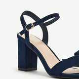 Skyline Navy Faux Suede Heeled Sandals