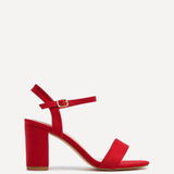 Skyline Red Faux Suede Heeled Sandals