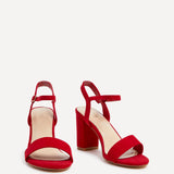 Skyline Red Faux Suede Heeled Sandals