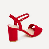 Skyline Red Faux Suede Heeled Sandals