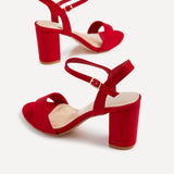 Skyline Red Faux Suede Heeled Sandals
