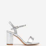 Skyline Silver Faux Leather Heeled Sandals