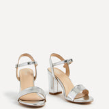 Skyline Silver Faux Leather Heeled Sandals