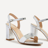 Skyline Silver Faux Leather Heeled Sandals