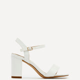 Skyline White Faux Leather Heeled Sandals