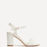 Skyline White Faux Leather Heeled Sandals