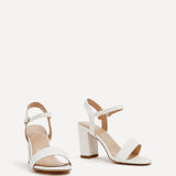Skyline White Faux Leather Heeled Sandals