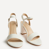 Skyline White Faux Leather Heeled Sandals