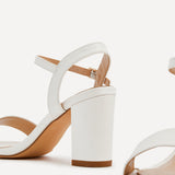 Skyline White Faux Leather Heeled Sandals
