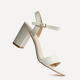 Skyline White Faux Leather Heeled Sandals