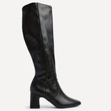 Slate Black Faux Leather Long Heeled Boots