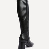 Slate Black Faux Leather Long Heeled Boots