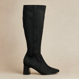 Slate Black Faux Suede Long Heeled Boots