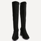 Slate Black Faux Suede Long Heeled Boots