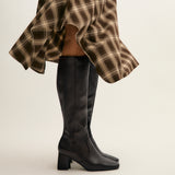 Slate Brown Faux Leather Long Heeled Boots