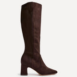 Slate Brown Faux Suede Long Heeled Boots