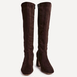 Slate Brown Faux Suede Long Heeled Boots