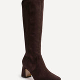 Slate Brown Faux Suede Long Heeled Boots