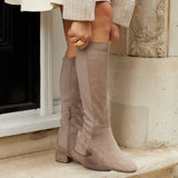 Sloane Mocha Long Low Heeled Boots