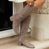 Sloane Mocha Long Low Heeled Boots