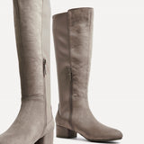 Sloane Mocha Long Low Heeled Boots