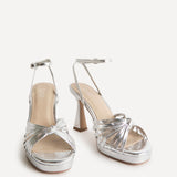 Socialite Silver Knotted Platform Heels