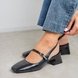 Society Black Faux Leather Mary Jane Heels