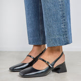 Society Black Faux Leather Mary Jane Heels