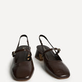 Society Brown Faux Leather Mary Jane Heels