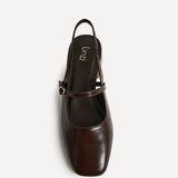 Society Brown Faux Leather Mary Jane Heels