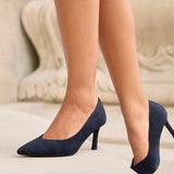 Sofia Wide Fit Navy Court Heels